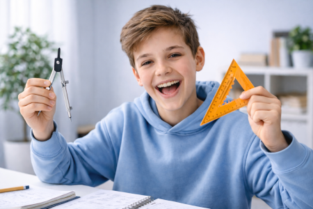 Schüler erfreut beim Lernen